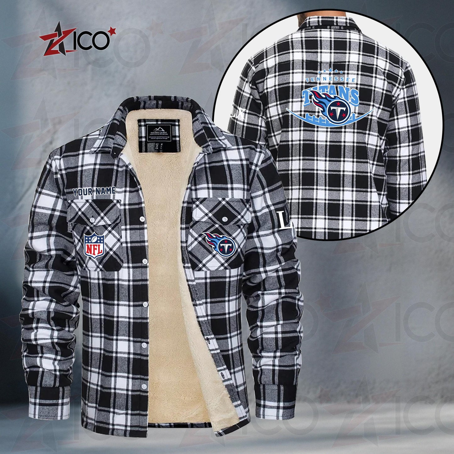 Tennessee Titans Fleece Flannel Plaid Jacket MN31