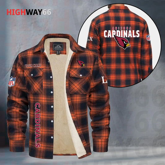 Arizona Cardinals Fleece Flannel Plaid Jacket MN65