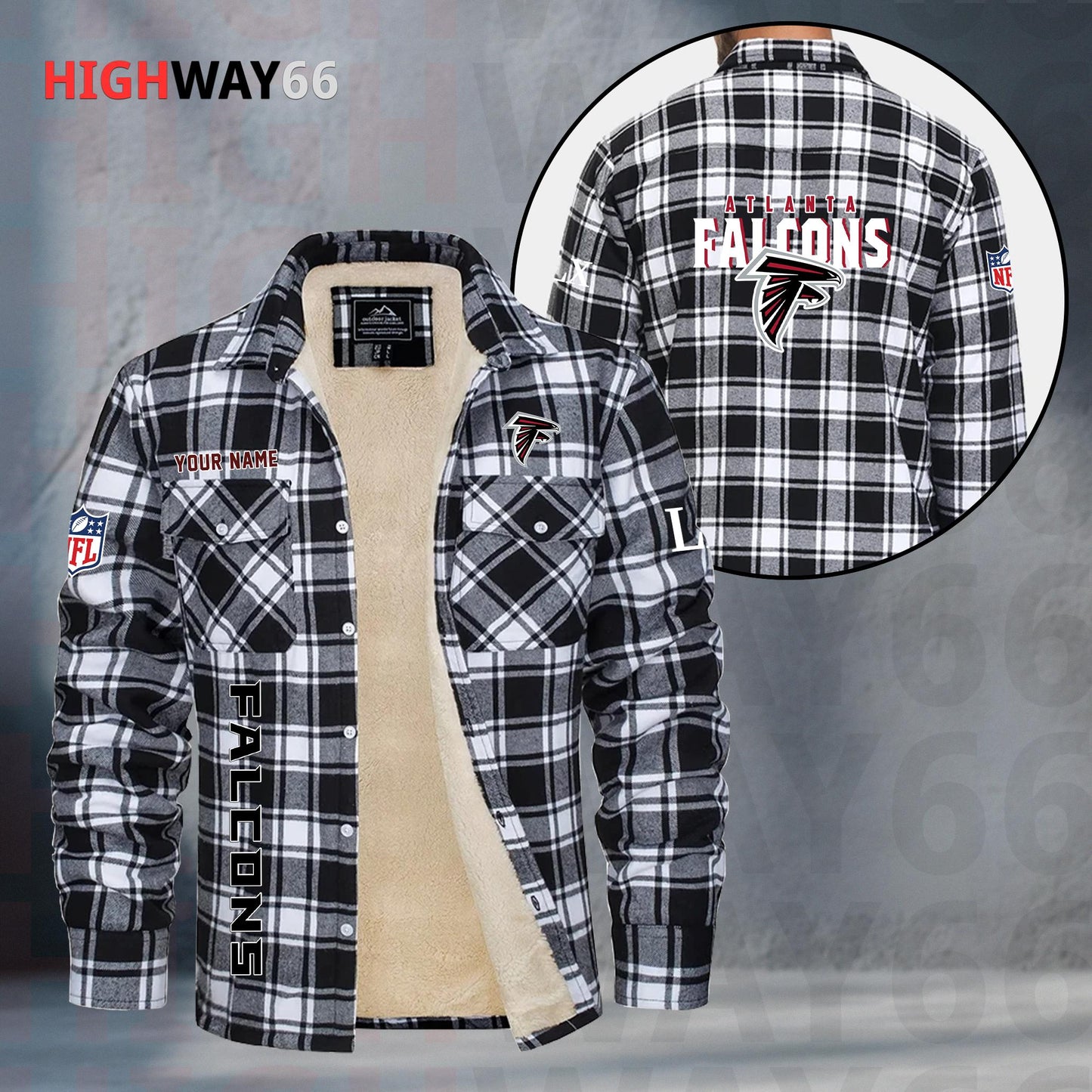 Atlanta Falcons Fleece Flannel Plaid Jacket MN66