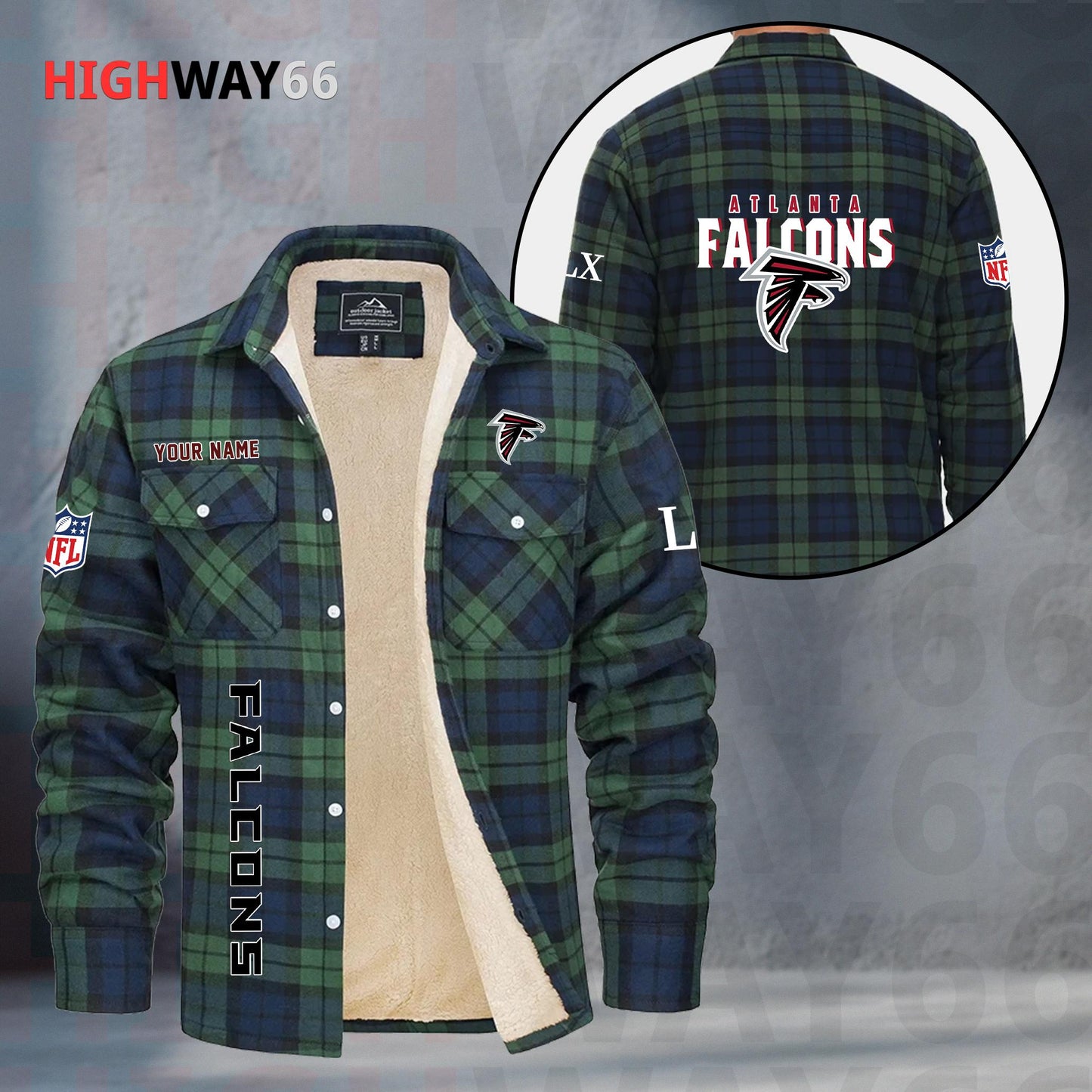 Atlanta Falcons Fleece Flannel Plaid Jacket MN66