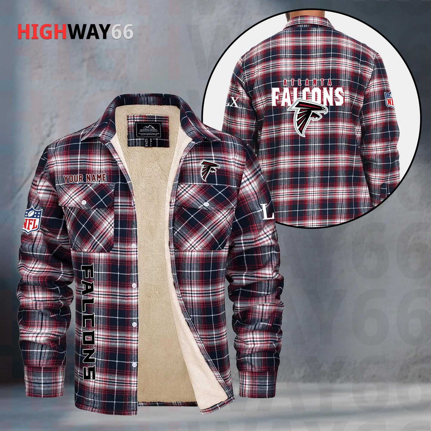 Atlanta Falcons Fleece Flannel Plaid Jacket MN66