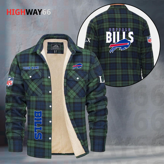 Buffalo Bills Fleece Flannel Plaid Jacket MN68