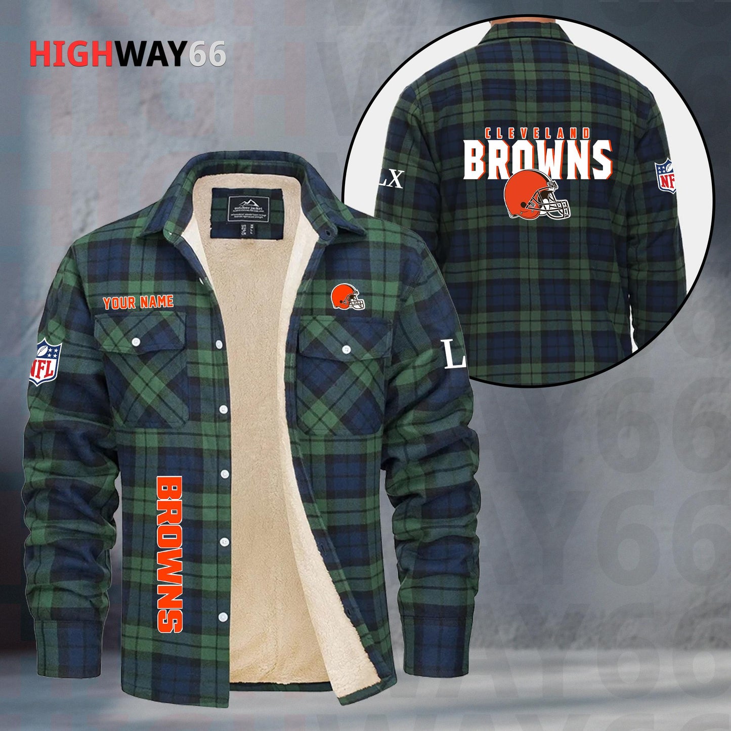 Cleveland Browns Fleece Flannel Plaid Jacket MN72