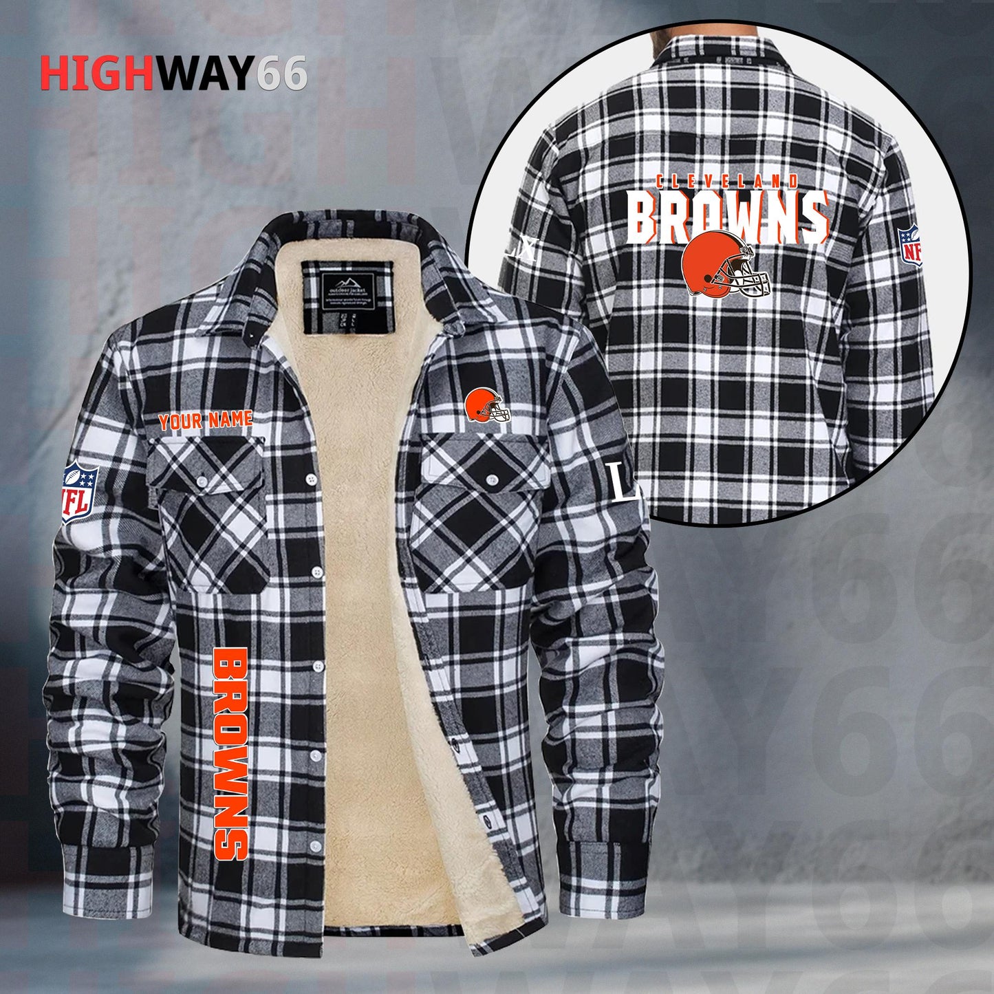 Cleveland Browns Fleece Flannel Plaid Jacket MN72
