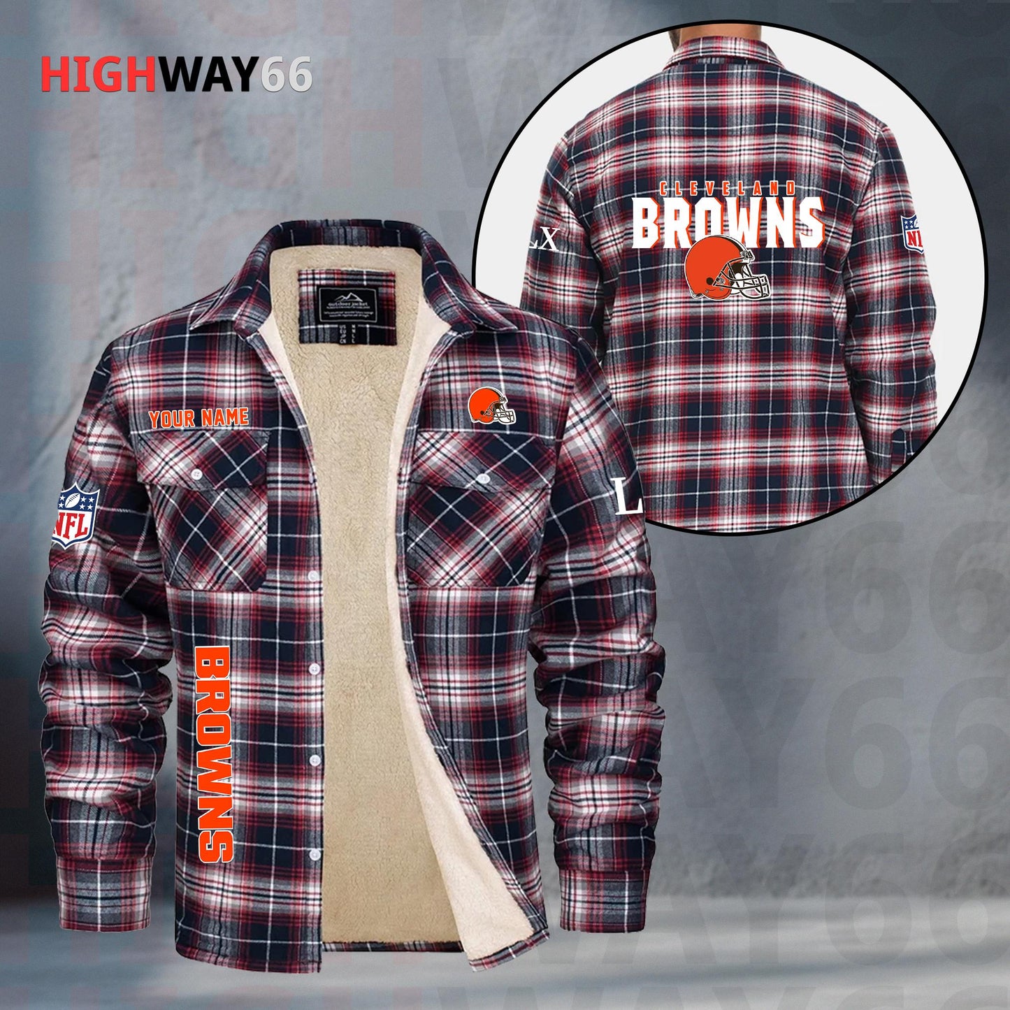 Cleveland Browns Fleece Flannel Plaid Jacket MN72