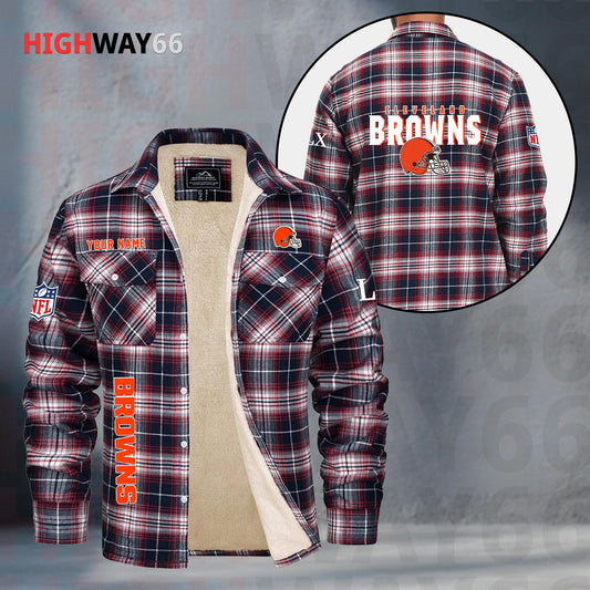 Cleveland Browns Fleece Flannel Plaid Jacket MN72