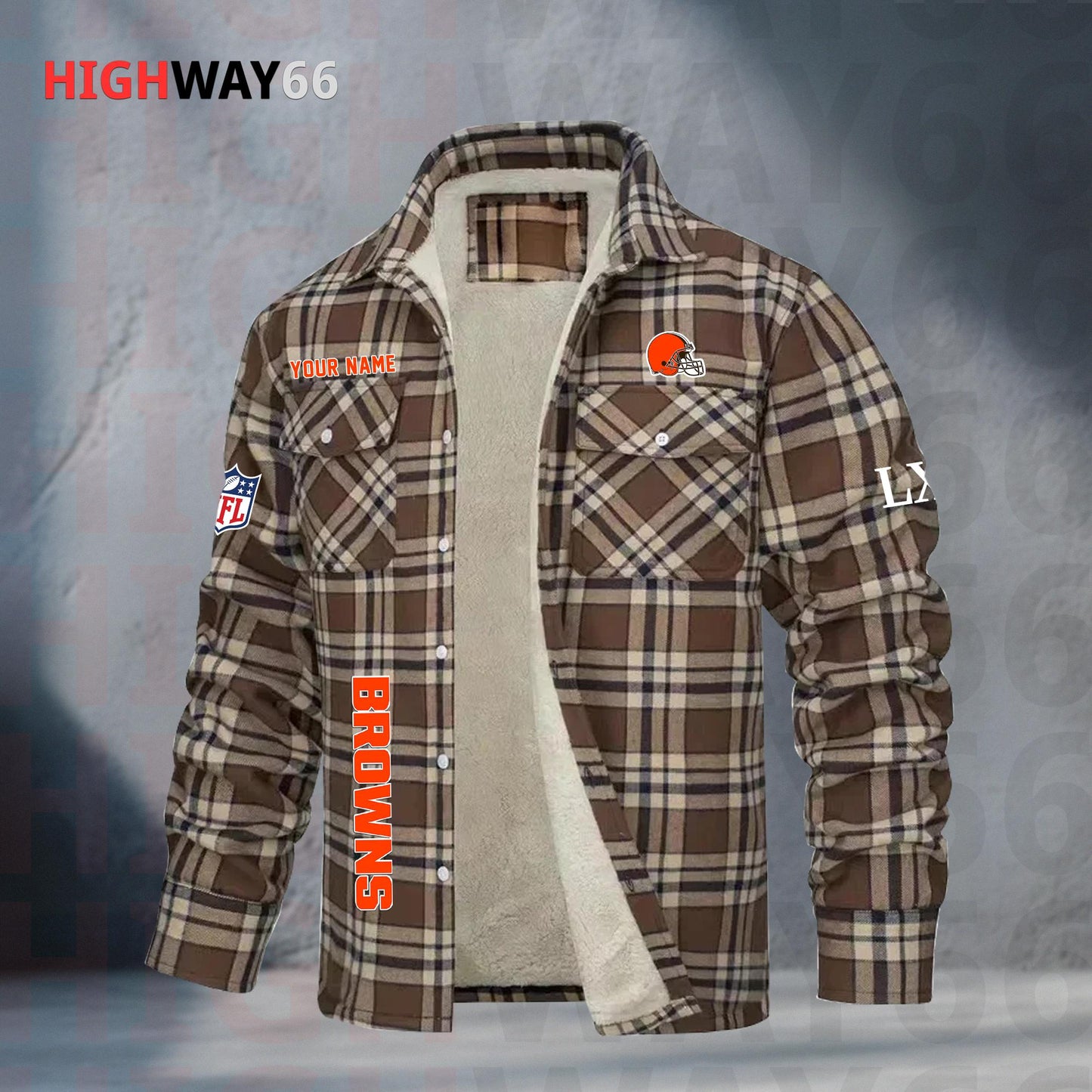 Cleveland Browns Fleece Flannel Plaid Jacket MN72