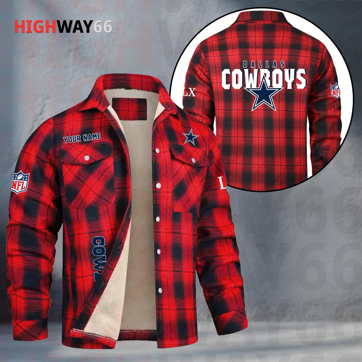 Dallas Cowboys Fleece Flannel Plaid Jacket MN73
