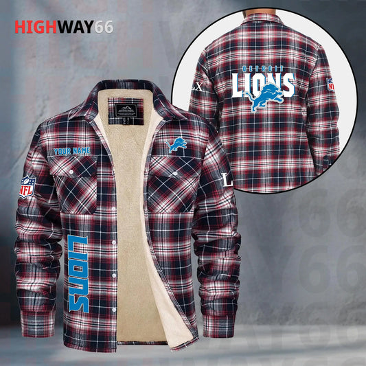 Detroit Lions Fleece Flannel Plaid Jacket MN75
