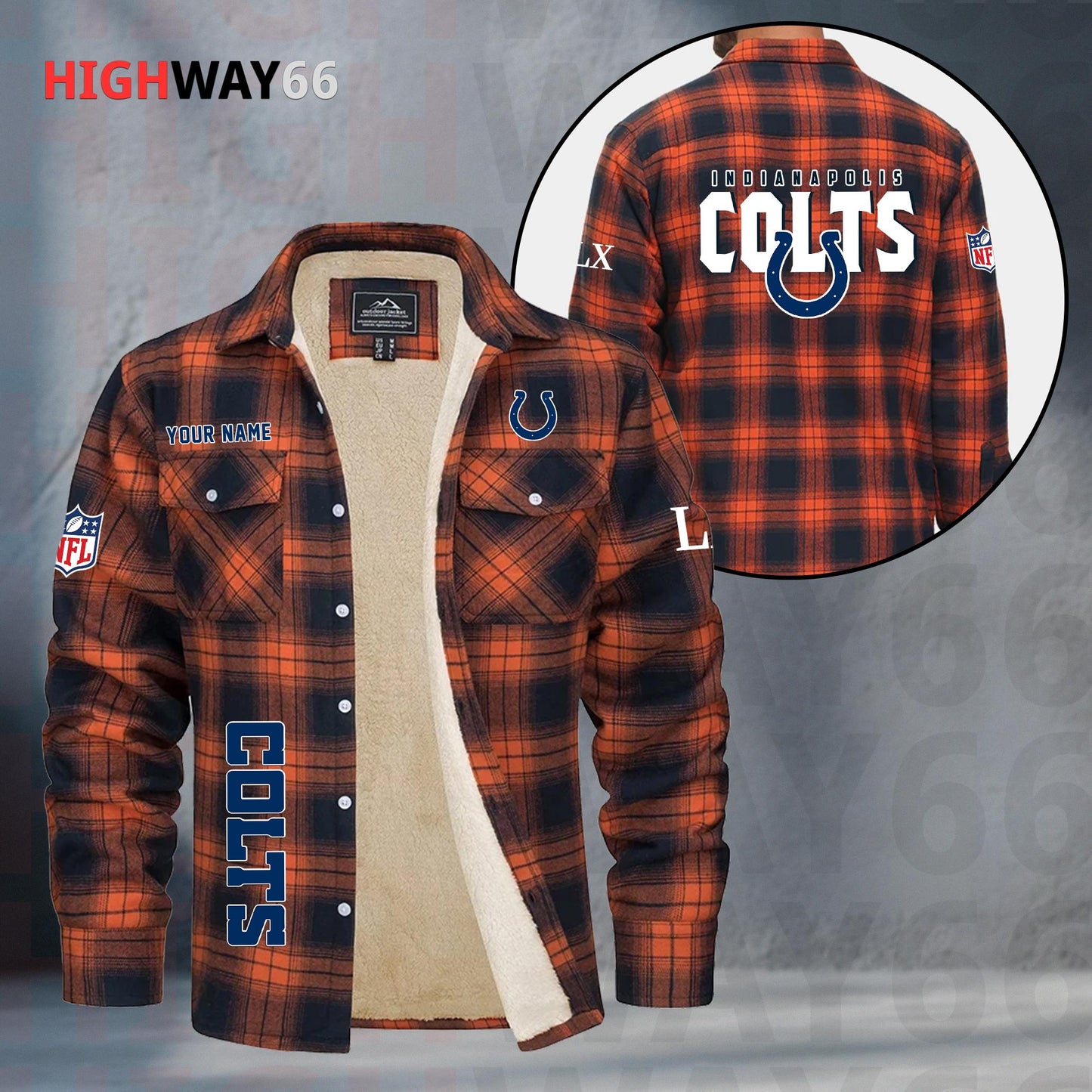 Indianapolis Colts Fleece Flannel Plaid Jacket MN78