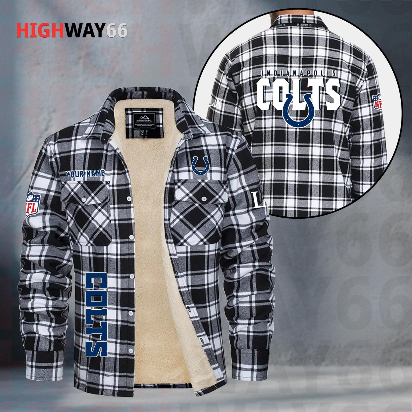 Indianapolis Colts Fleece Flannel Plaid Jacket MN78