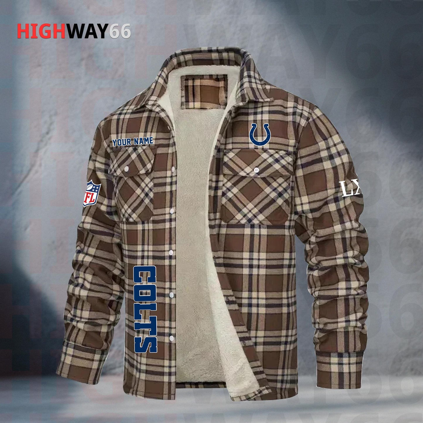 Indianapolis Colts Fleece Flannel Plaid Jacket MN78