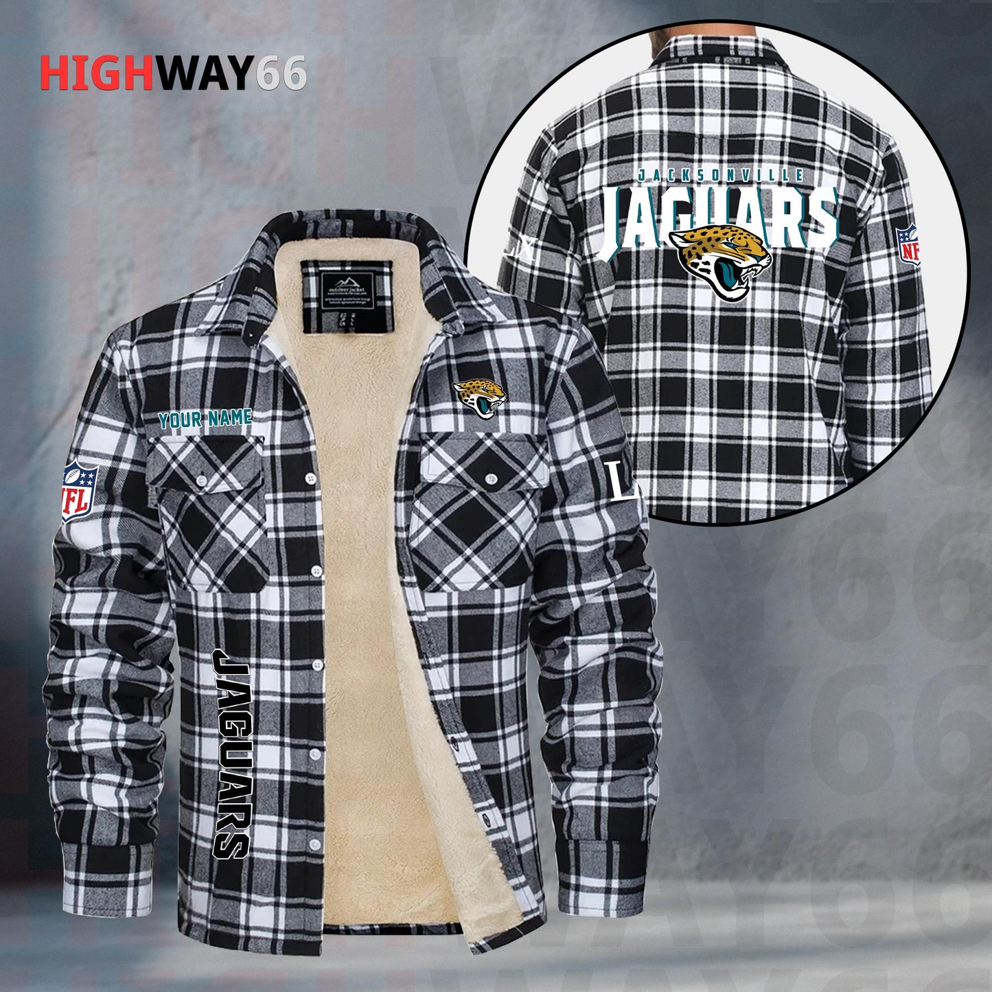 Jacksonville Jaguars Fleece Flannel Plaid Jacket MN79