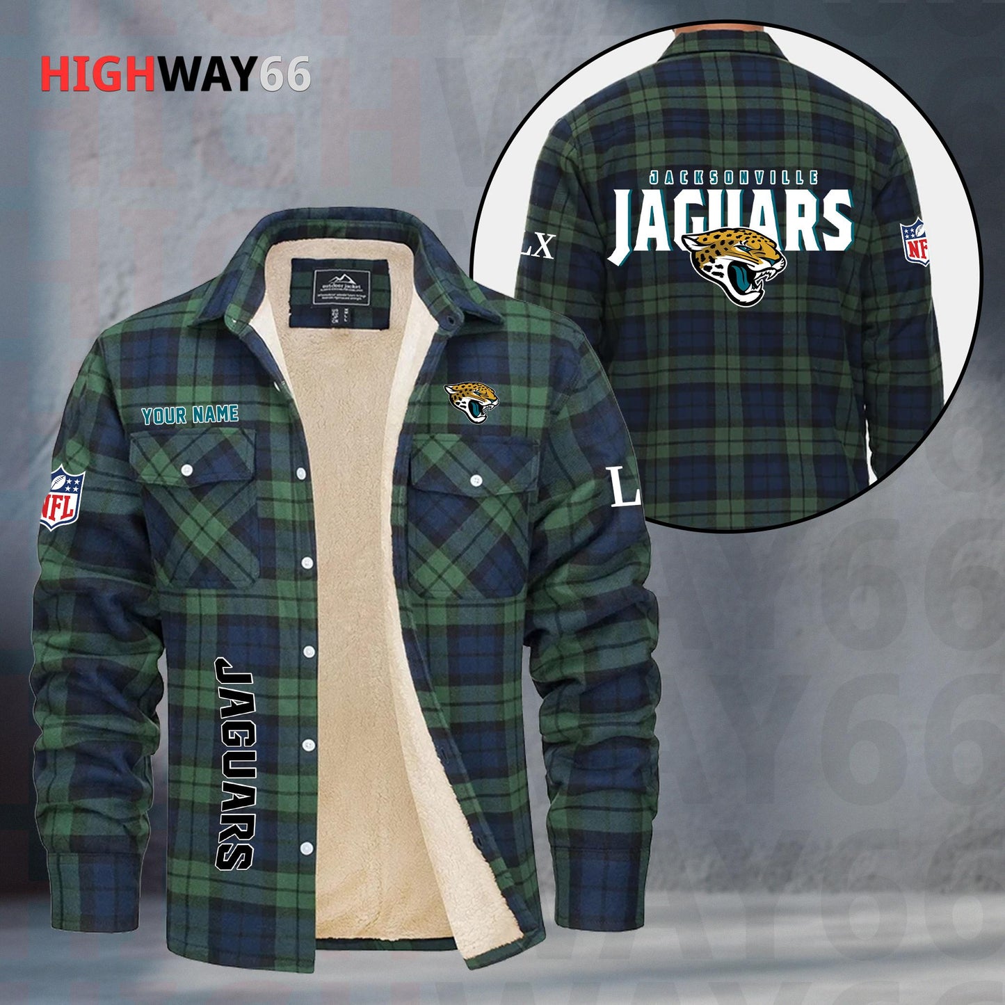 Jacksonville Jaguars Fleece Flannel Plaid Jacket MN79