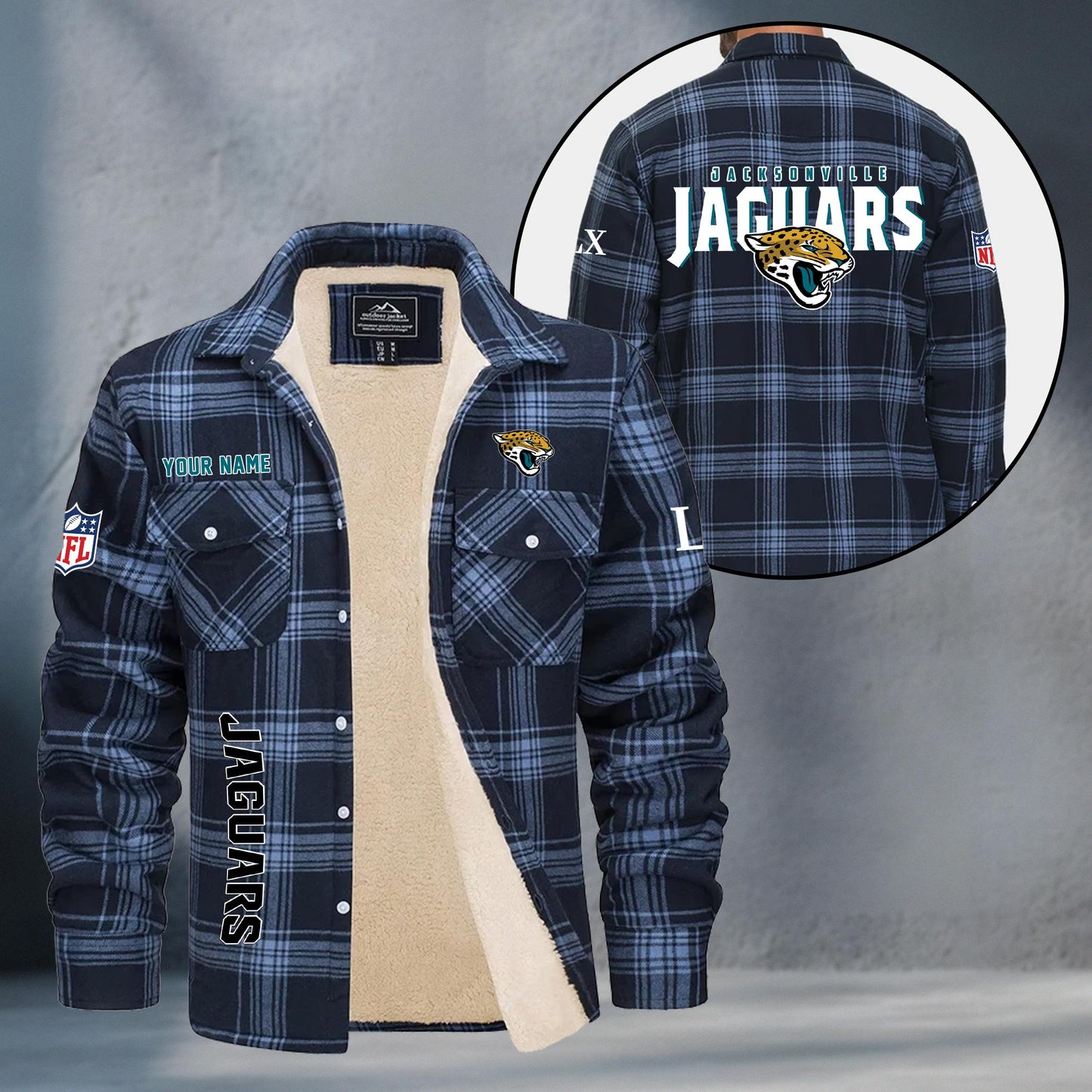 Jacksonville Jaguars Fleece Flannel Plaid Jacket MN79