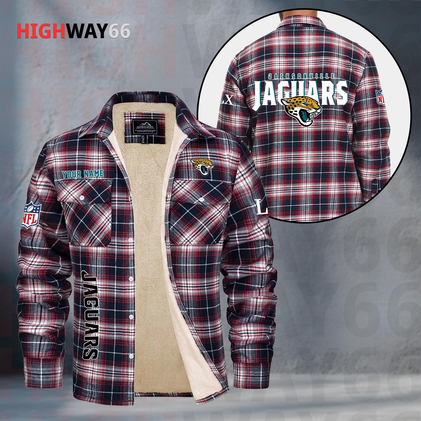 Jacksonville Jaguars Fleece Flannel Plaid Jacket MN79