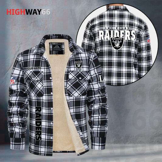Las Vegas Raiders Fleece Flannel Plaid Jacket MN81
