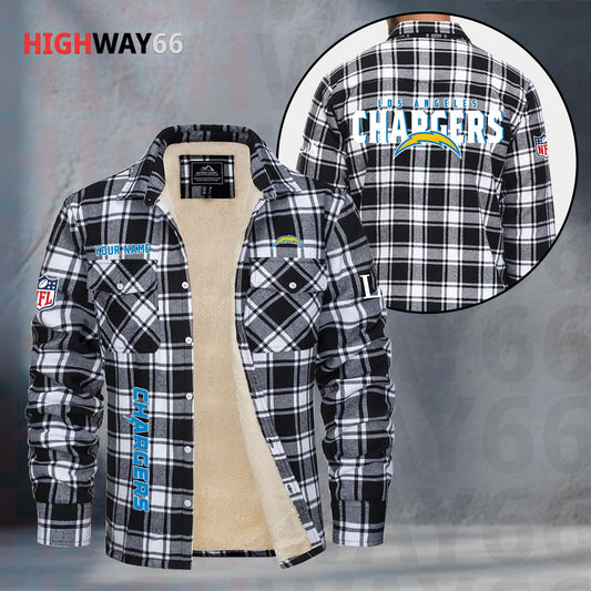 Los Angeles Chargers Fleece Flannel Plaid Jacket MN82