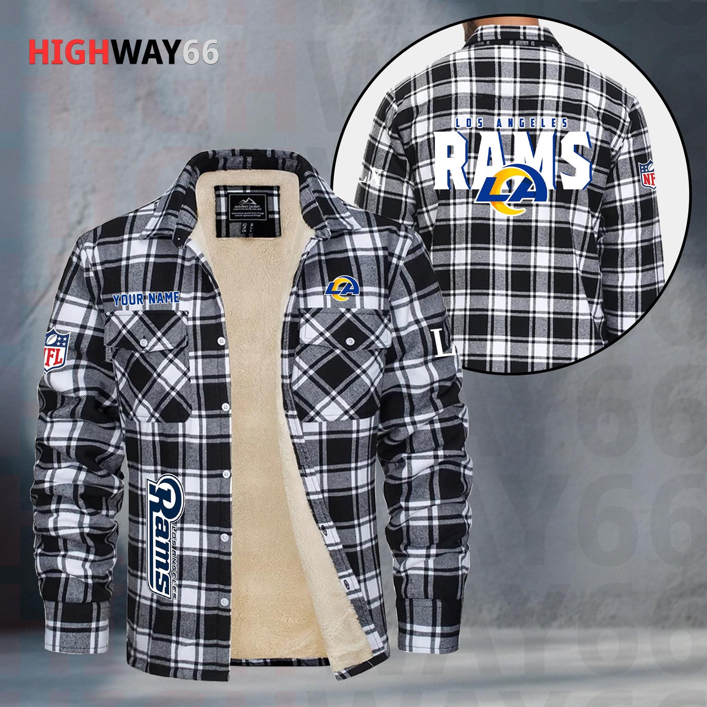 Los Angeles Rams Fleece Flannel Plaid Jacket MN83