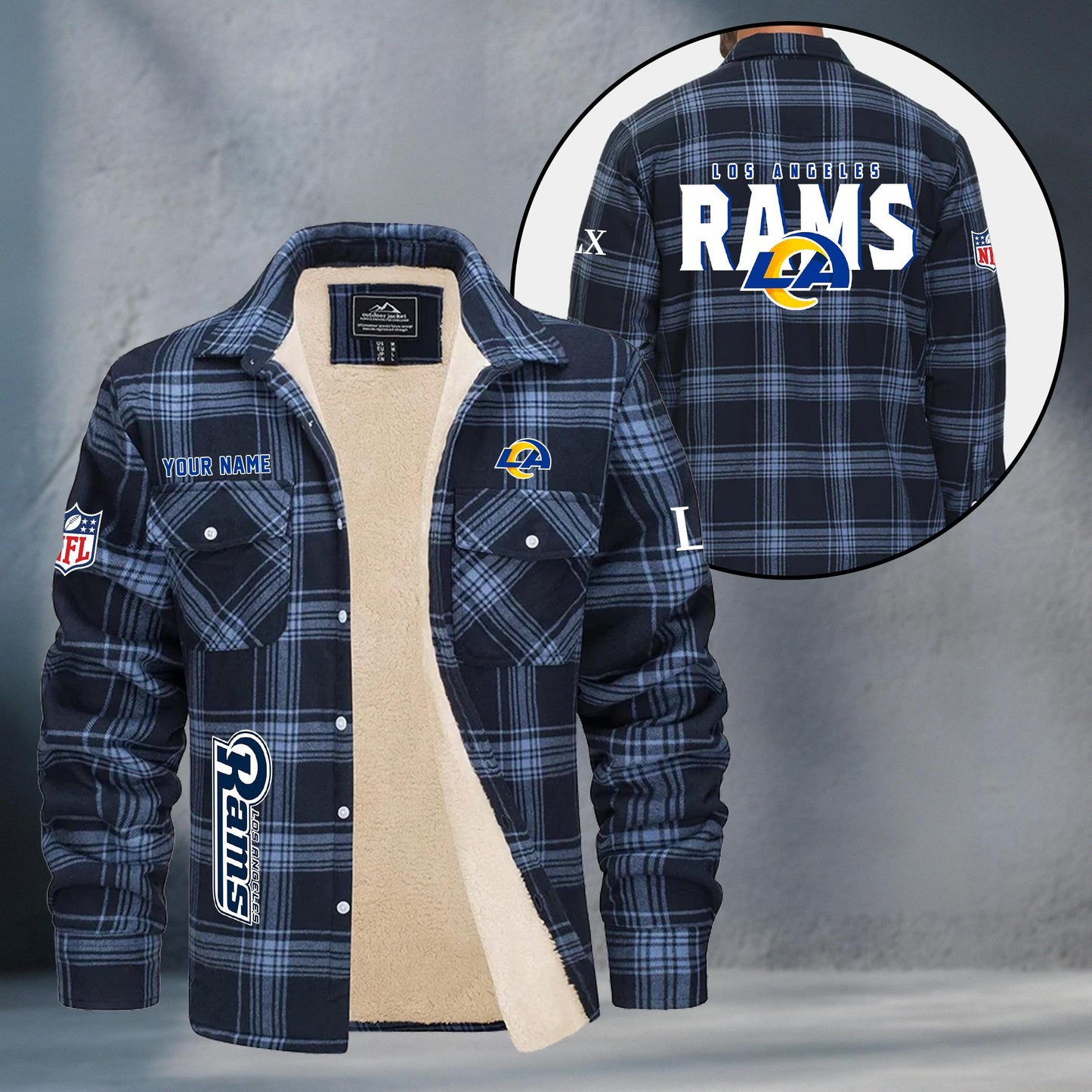 Los Angeles Rams Fleece Flannel Plaid Jacket MN83