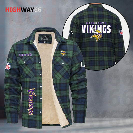 Minnesota Vikings Fleece Flannel Plaid Jacket MN85