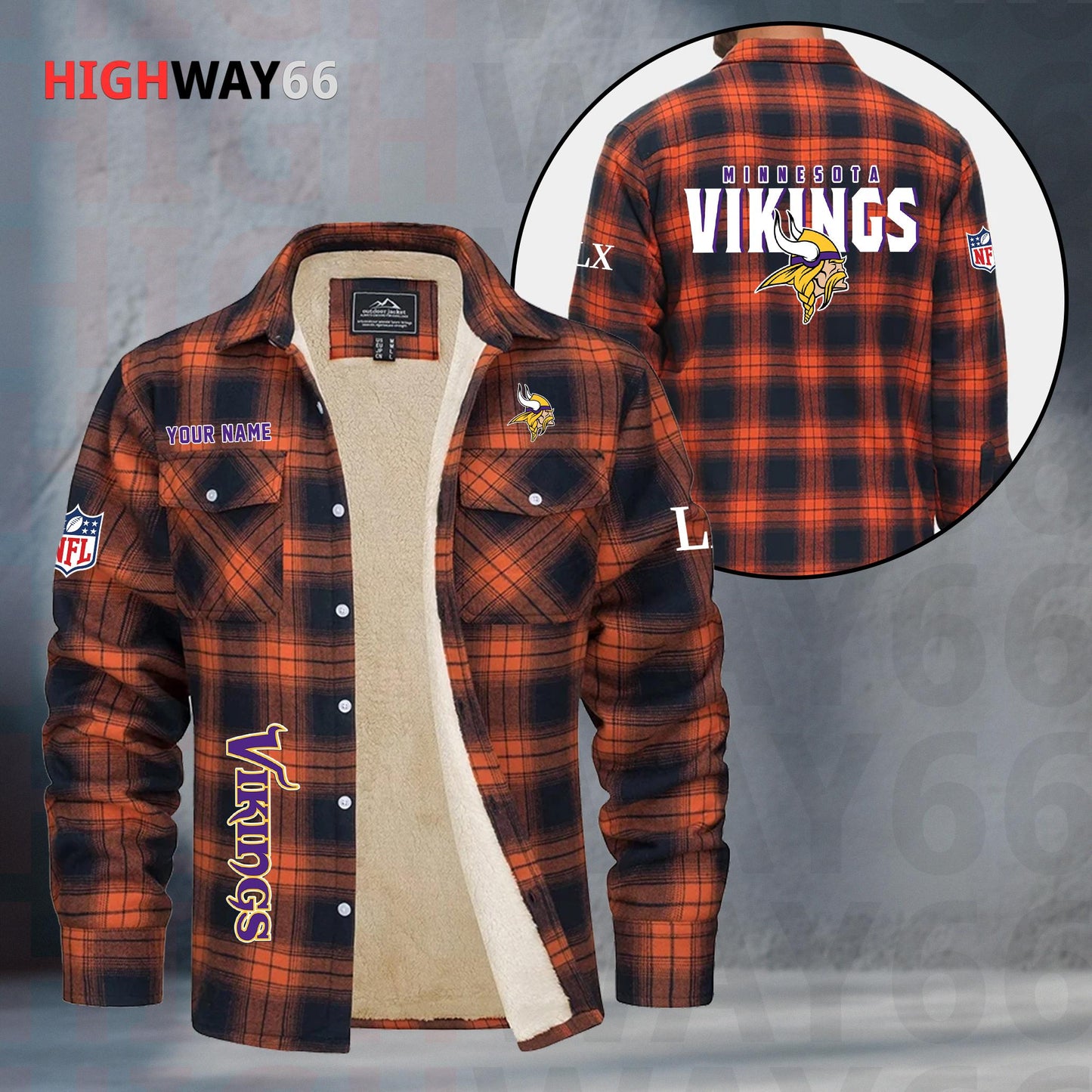 Minnesota Vikings Fleece Flannel Plaid Jacket MN85