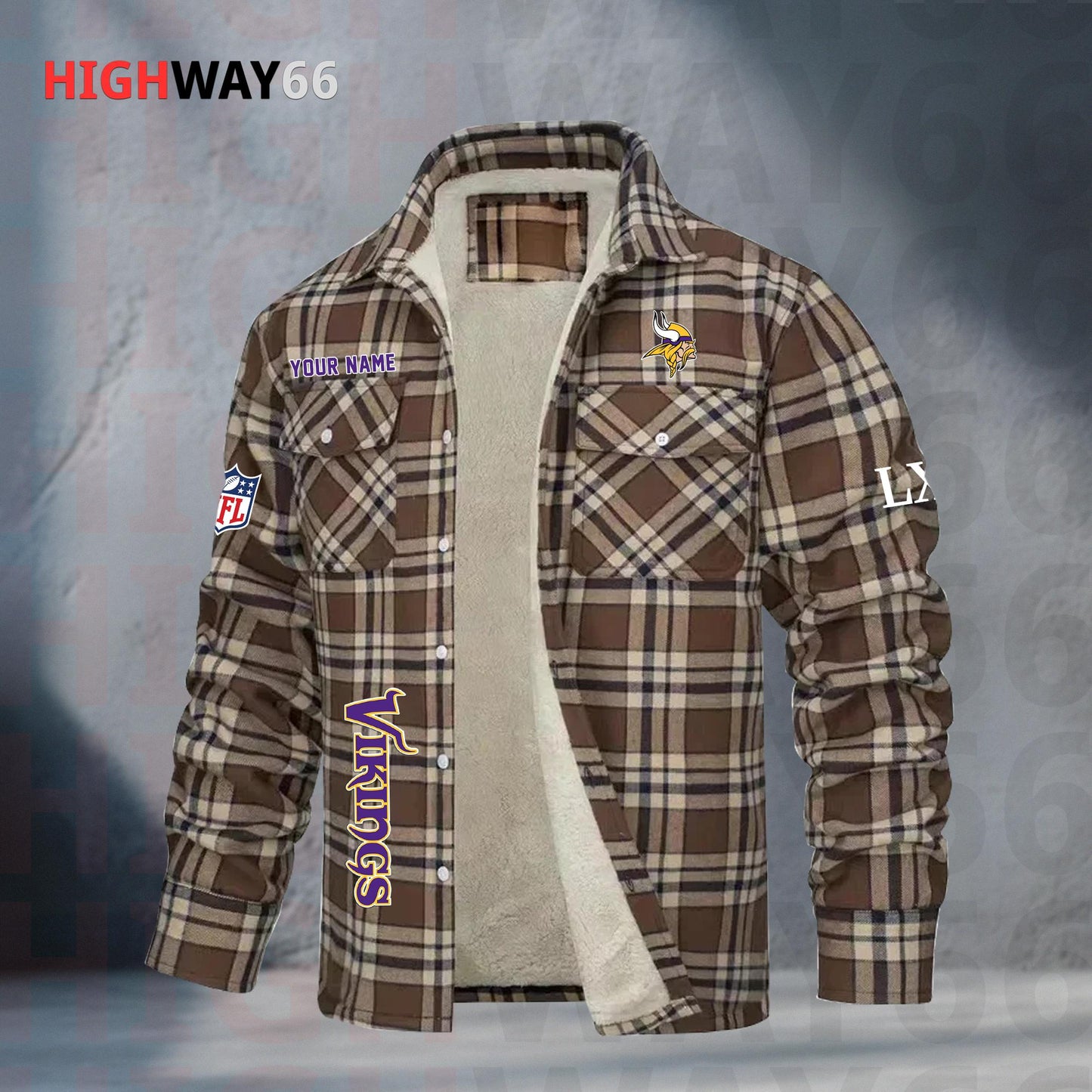 Minnesota Vikings Fleece Flannel Plaid Jacket MN85
