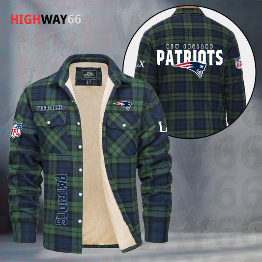 New England Patriots Fleece Flannel Plaid Jacket MN86