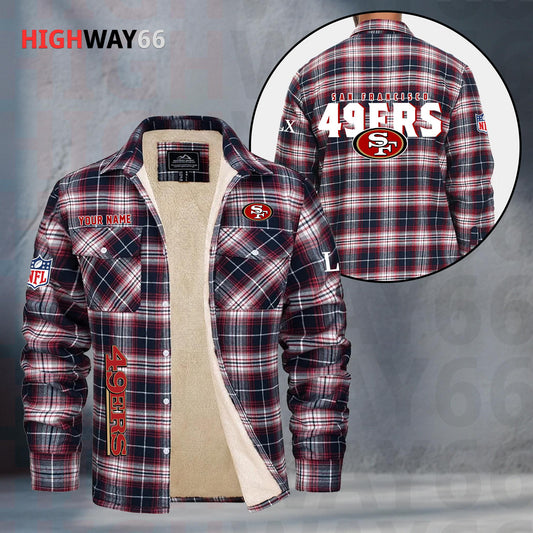 San Francisco 49ers Fleece Flannel Plaid Jacket MN92
