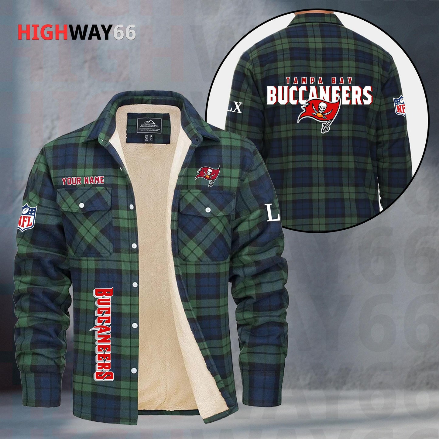 Tampa Bay Buccaneers Fleece Flannel Plaid Jacket MN94
