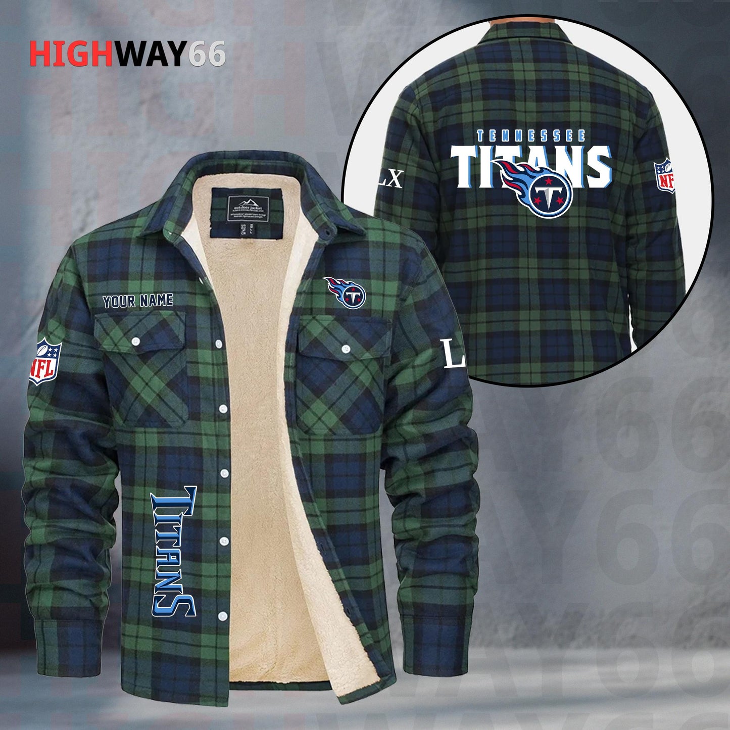 Tennessee Titans Fleece Flannel Plaid Jacket MN95