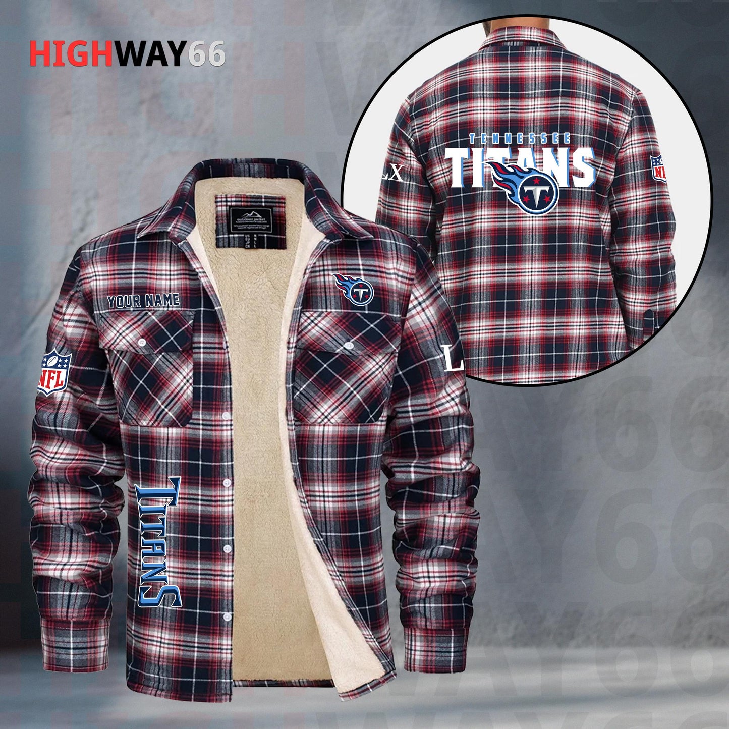 Tennessee Titans Fleece Flannel Plaid Jacket MN95