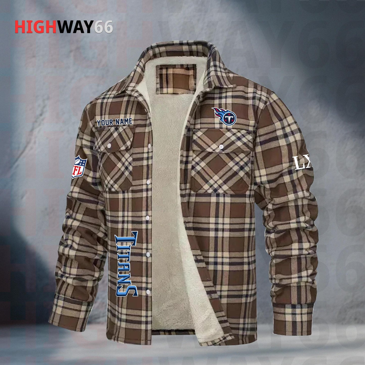 Tennessee Titans Fleece Flannel Plaid Jacket MN95