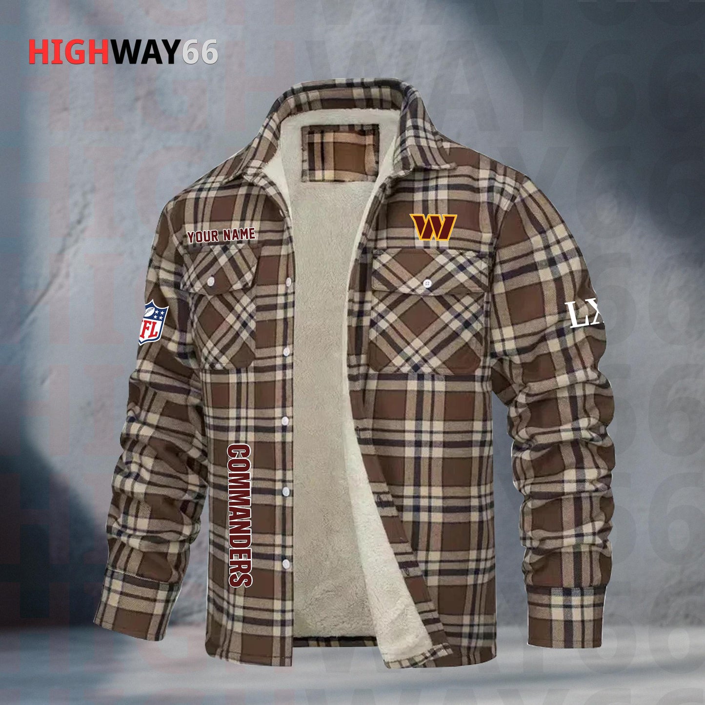 Washington Commanders Fleece Flannel Plaid Jacket MN96