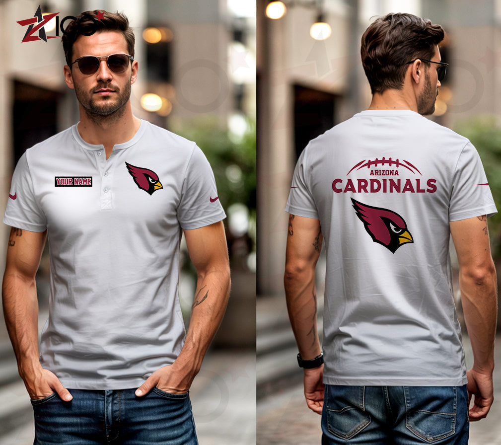 Arizona Cardinals Henley Short Sleeve T-Shirt Trending 2025 AZMN2DHS000001