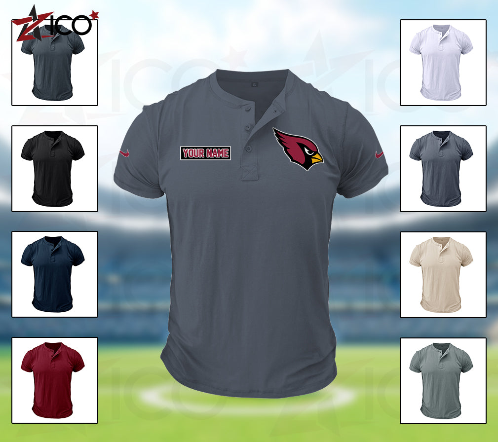 Arizona Cardinals Henley Short Sleeve T-Shirt Trending 2025 AZMN2DHS000001
