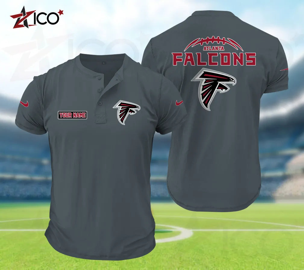 Atlanta Falcons Henley Short Sleeve T-Shirt Trending 2025 AZMN2DHS000002