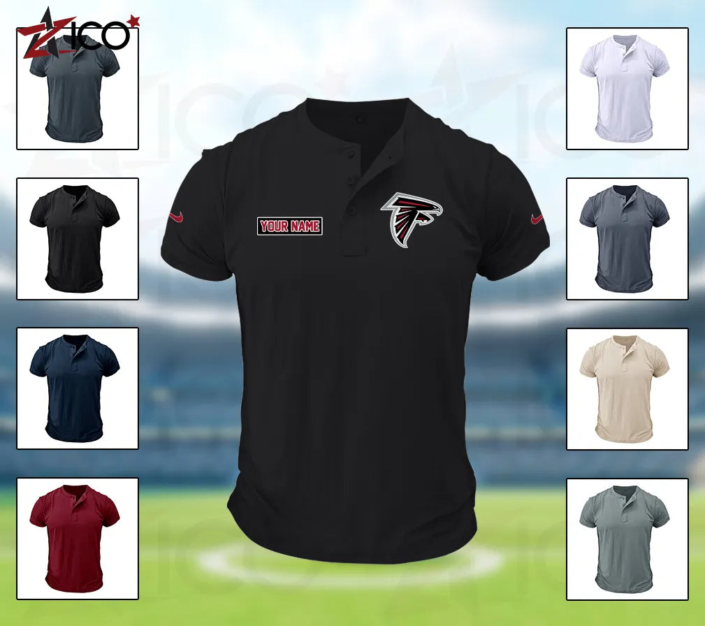 Atlanta Falcons Henley Short Sleeve T-Shirt Trending 2025 AZMN2DHS000002