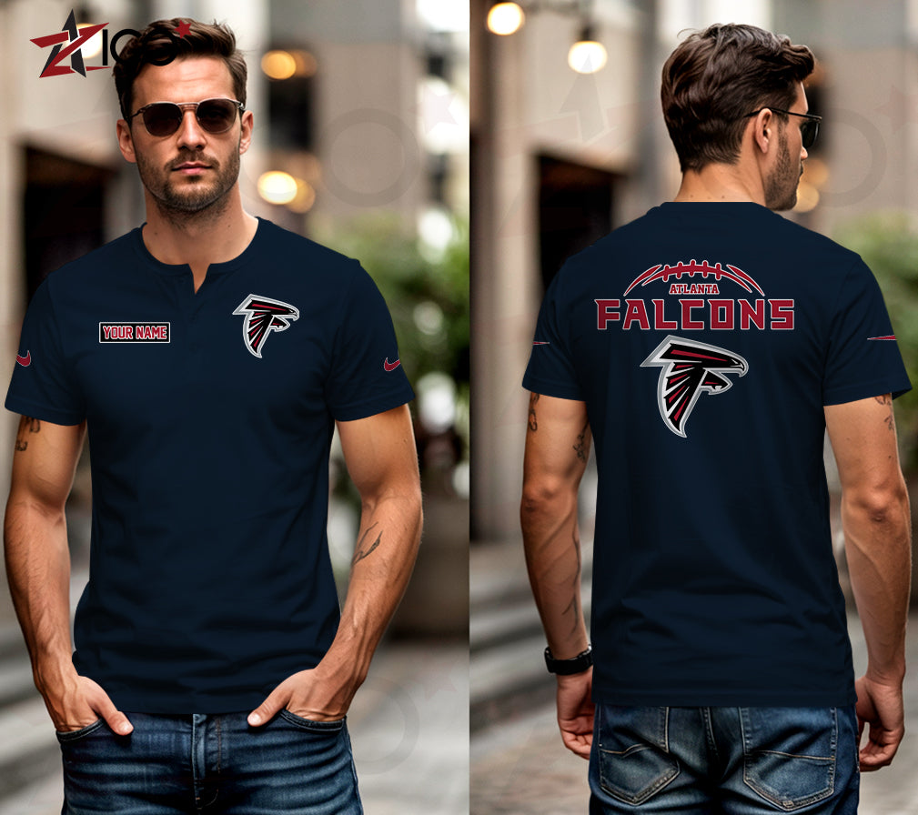 Atlanta Falcons Henley Short Sleeve T-Shirt Trending 2025 AZMN2DHS000002