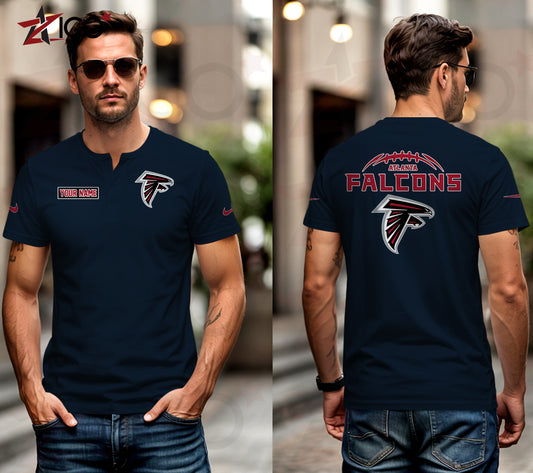 Atlanta Falcons Henley Short Sleeve T-Shirt Trending 2025 AZMN2DHS000002