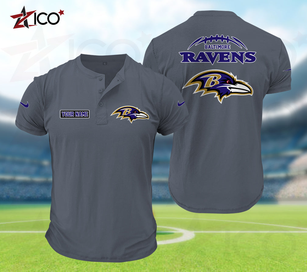 Baltimore Ravens Henley Short Sleeve T-Shirt Trending 2025 AZMN2DHS000003