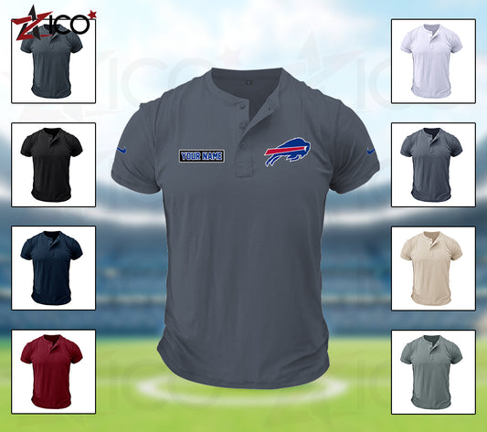 Buffalo Bills Henley Short Sleeve T-Shirt Trending 2025 AZMN2DHS000004
