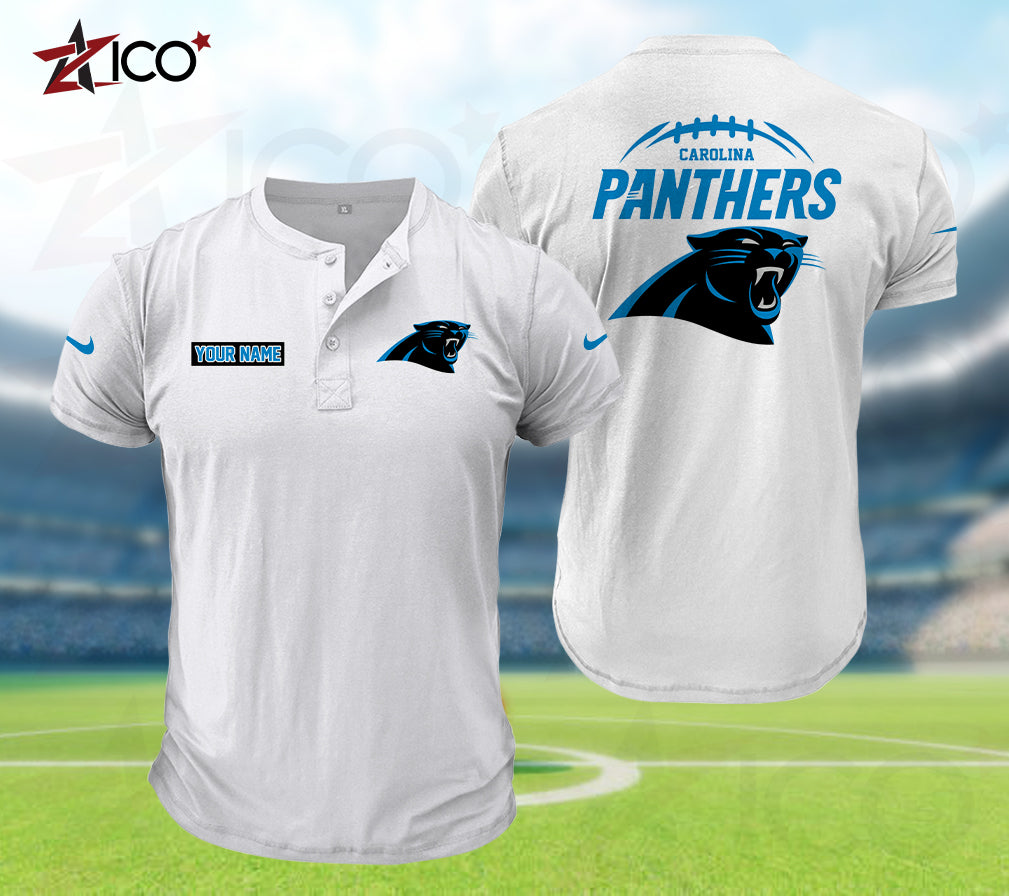 Carolina Panthers Henley Short Sleeve T-Shirt Trending 2025 AZMN2DHS000005