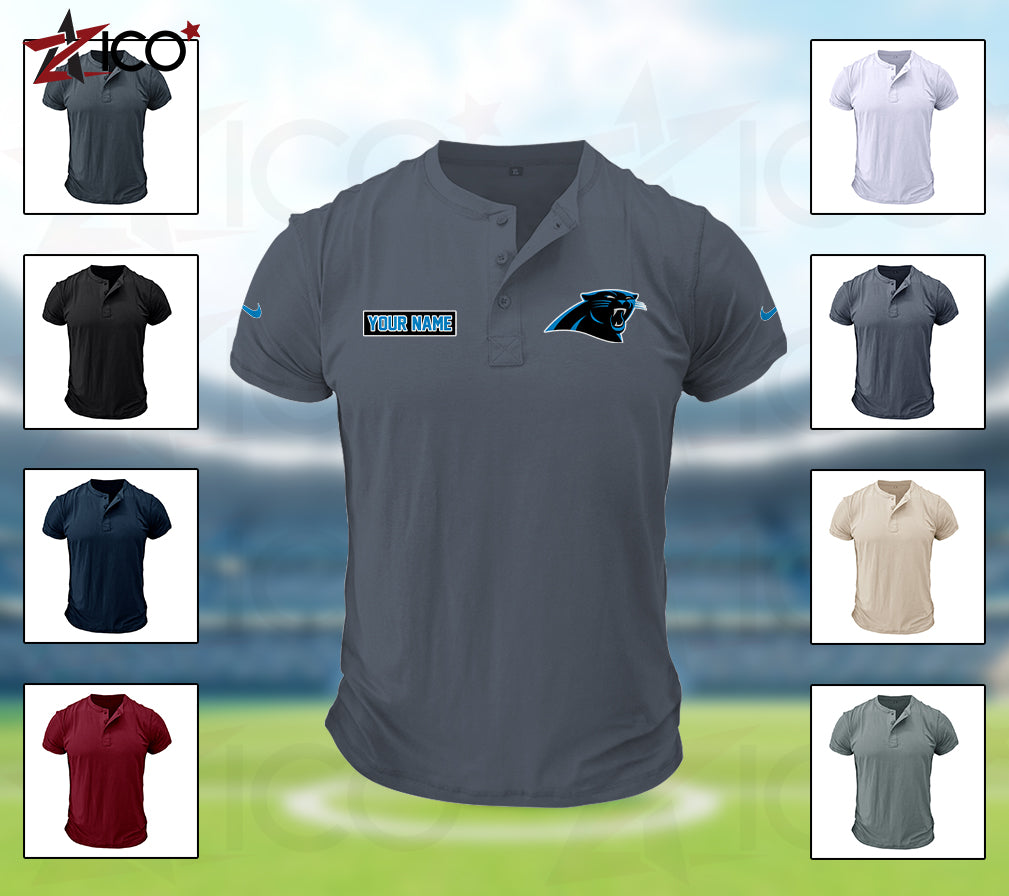 Carolina Panthers Henley Short Sleeve T-Shirt Trending 2025 AZMN2DHS000005