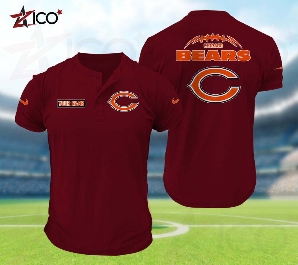 Chicago Bears Henley Short Sleeve T-Shirt Trending 2025 AZMN2DHS000006