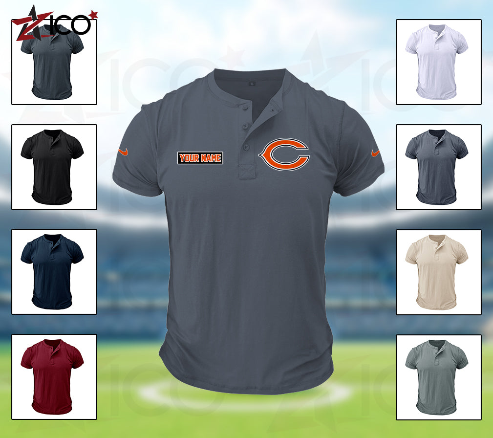 Chicago Bears Henley Short Sleeve T-Shirt Trending 2025 AZMN2DHS000006