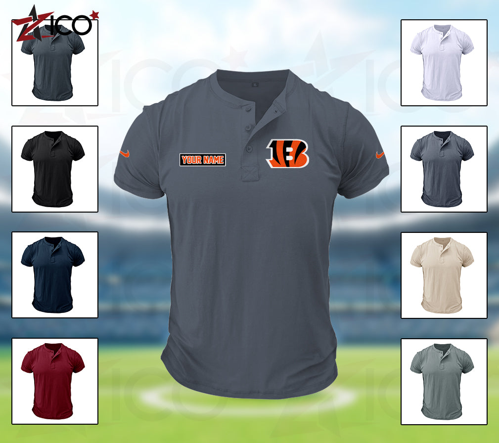 Cincinnati Bengals Henley Short Sleeve T-Shirt Trending 2025 AZMN2DHS000007