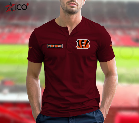 Cincinnati Bengals Henley Short Sleeve T-Shirt Trending 2025 AZMN2DHS000007