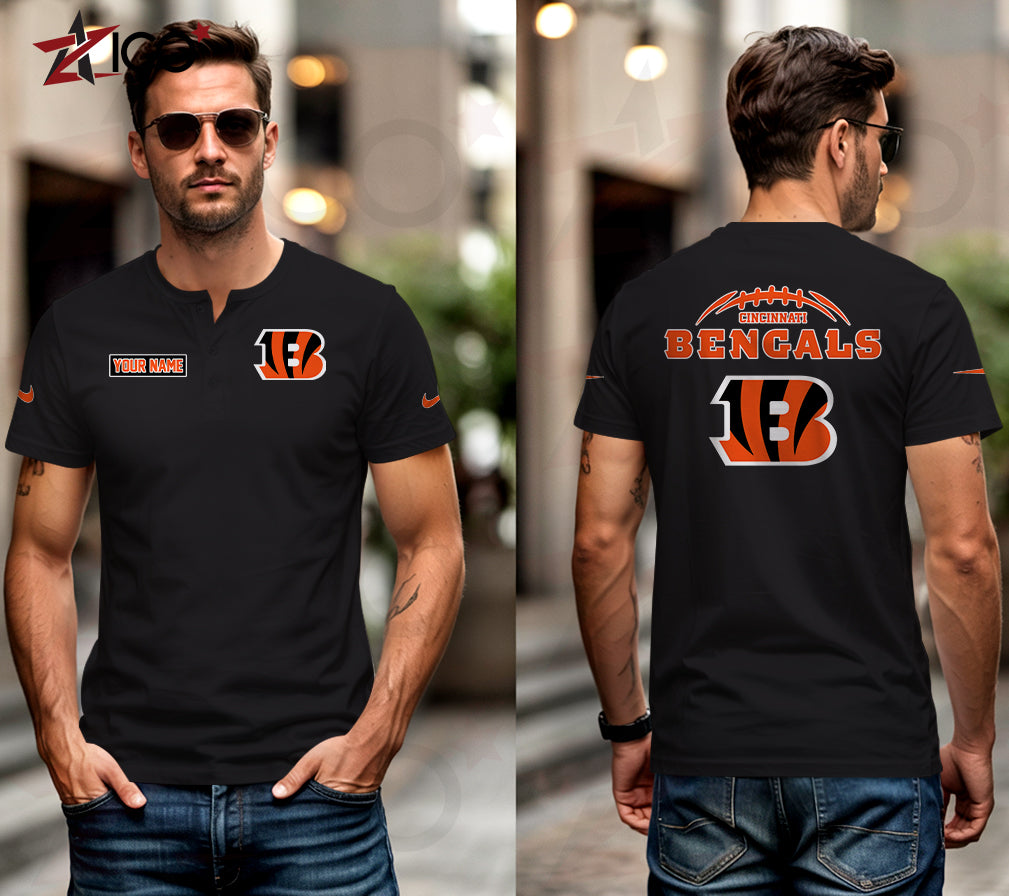 Cincinnati Bengals Henley Short Sleeve T-Shirt Trending 2025 AZMN2DHS000007
