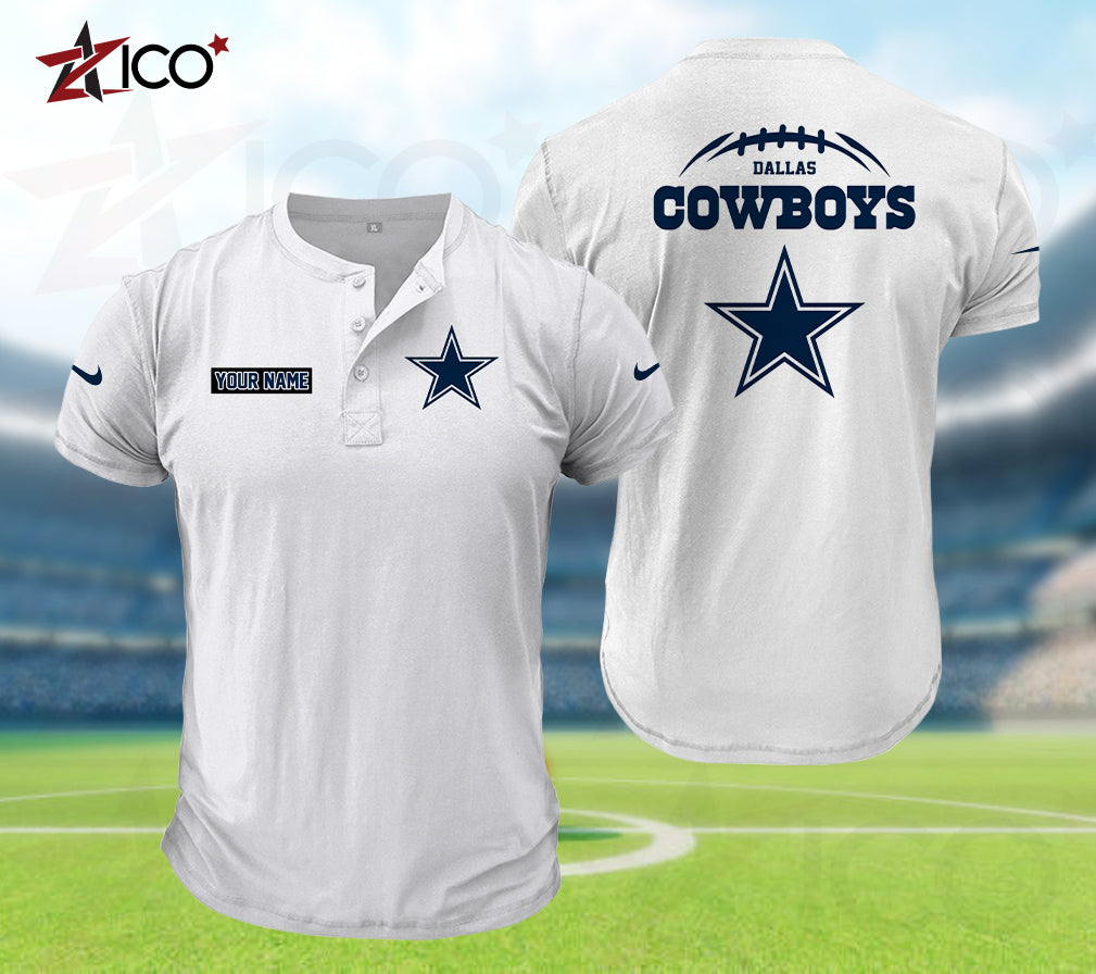 Dallas Cowboys Henley Short Sleeve T-Shirt Trending 2025 AZMN2DHS000009